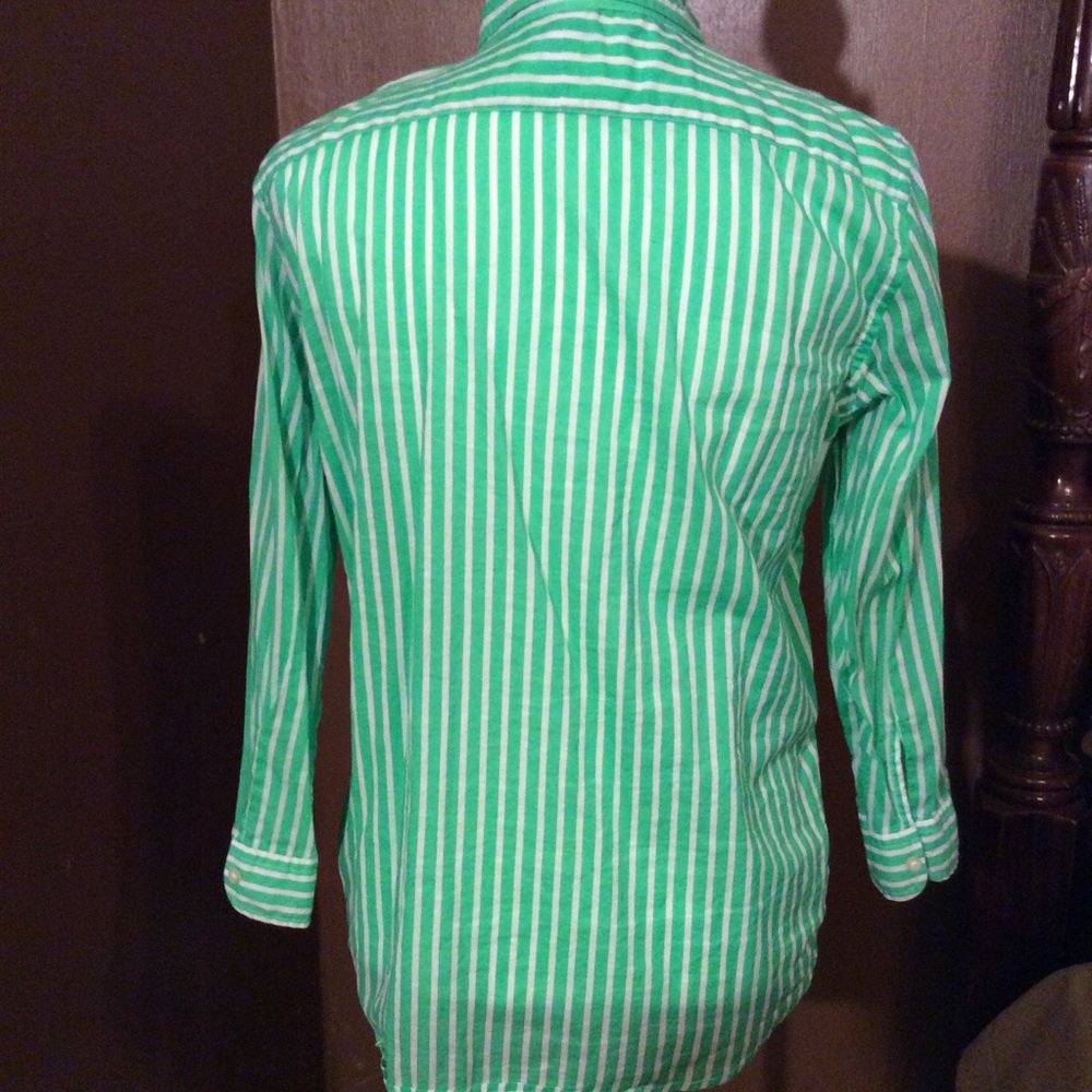 Ralph Lauren green and white blouse Large